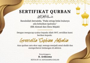 Sertifikat Qurban Sapi Greesel.